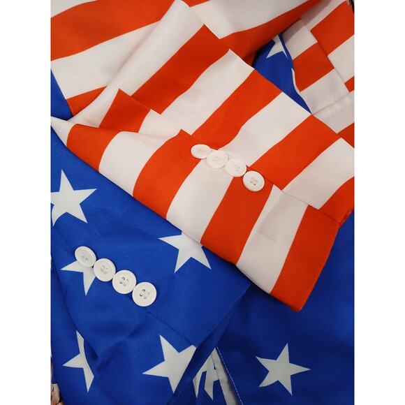 Stars & Stripes USA Flag American Novelty Suit Sz M Red White Blue Event Costume - Picture 7 of 16